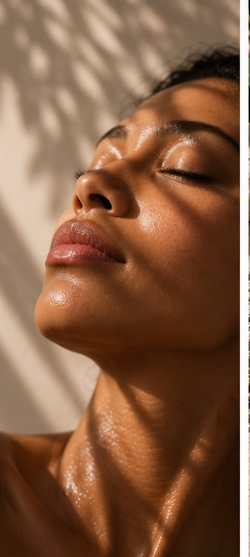 AEMLIE niacinamide skincare editorial representing radiance, refined texture, barrier support and skin longevity