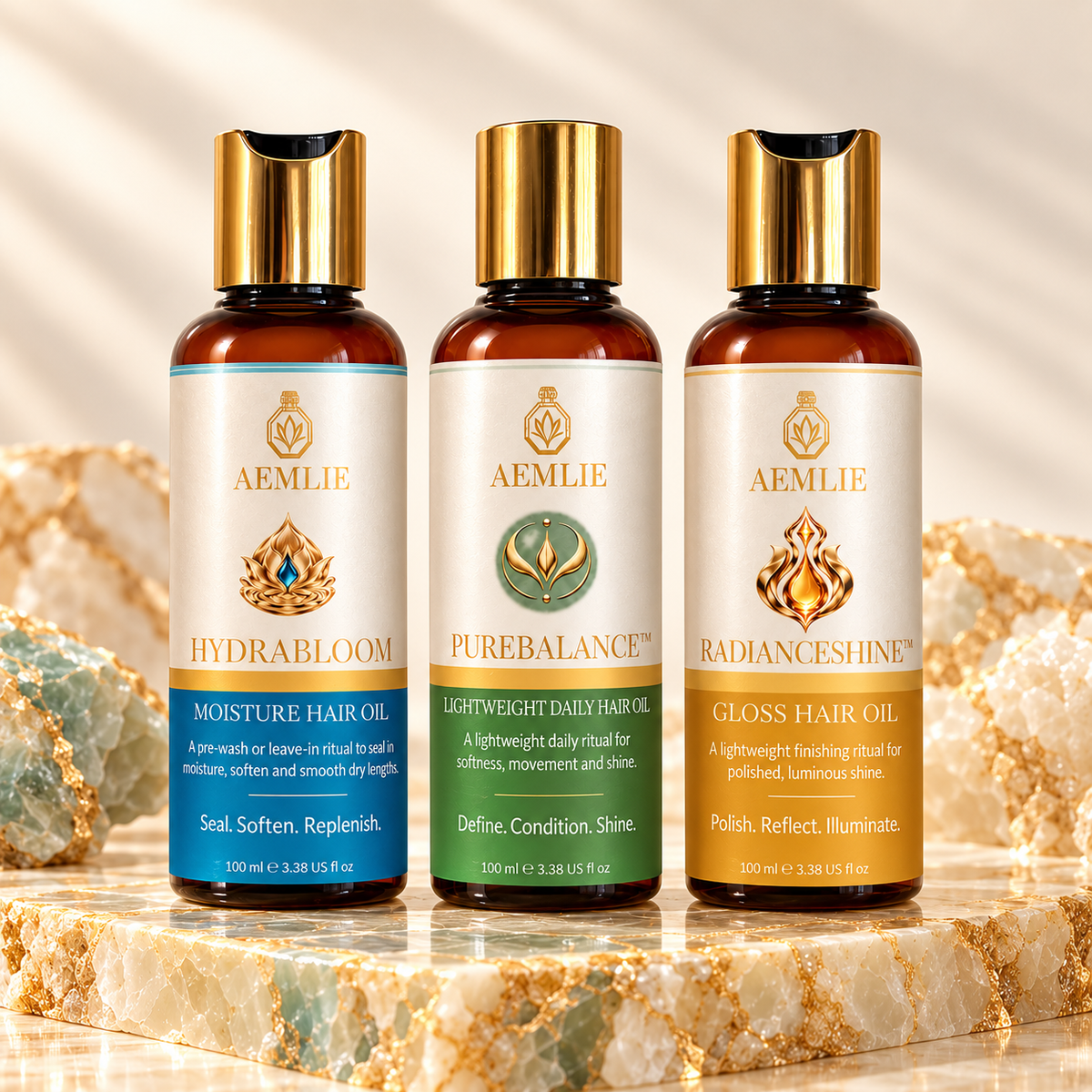 Trio A Crown Therapy Ritual Set – Moisture, Movement & Shine Hair Oil Collection