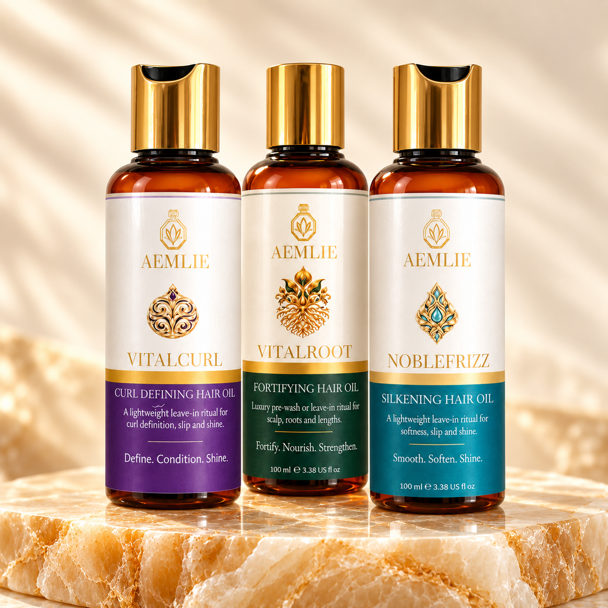 Trio C Crown & Curl Therapy Ritual Set – Nourish, Condition & Define Hair Oil Collection