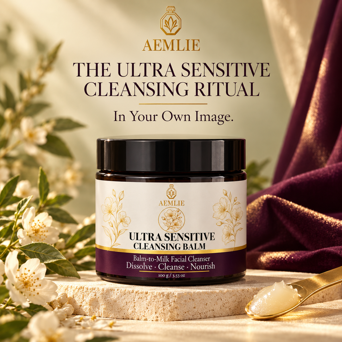 AEMLIE Ultra Sensitive Cleansing Balm gentle facial cleansing ritual
