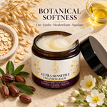 Botanical oils and AEMLIE Ultra Sensitive Cleansing Balm flat lay
