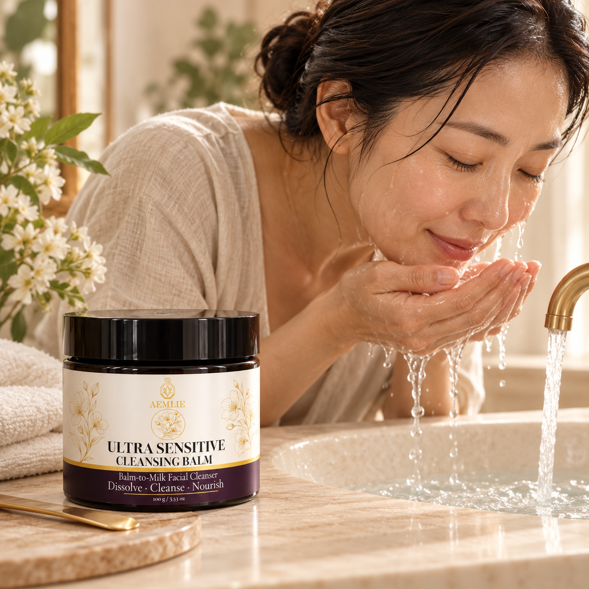 AEMLIE Ultra Sensitive Cleansing Balm milky facial rinse