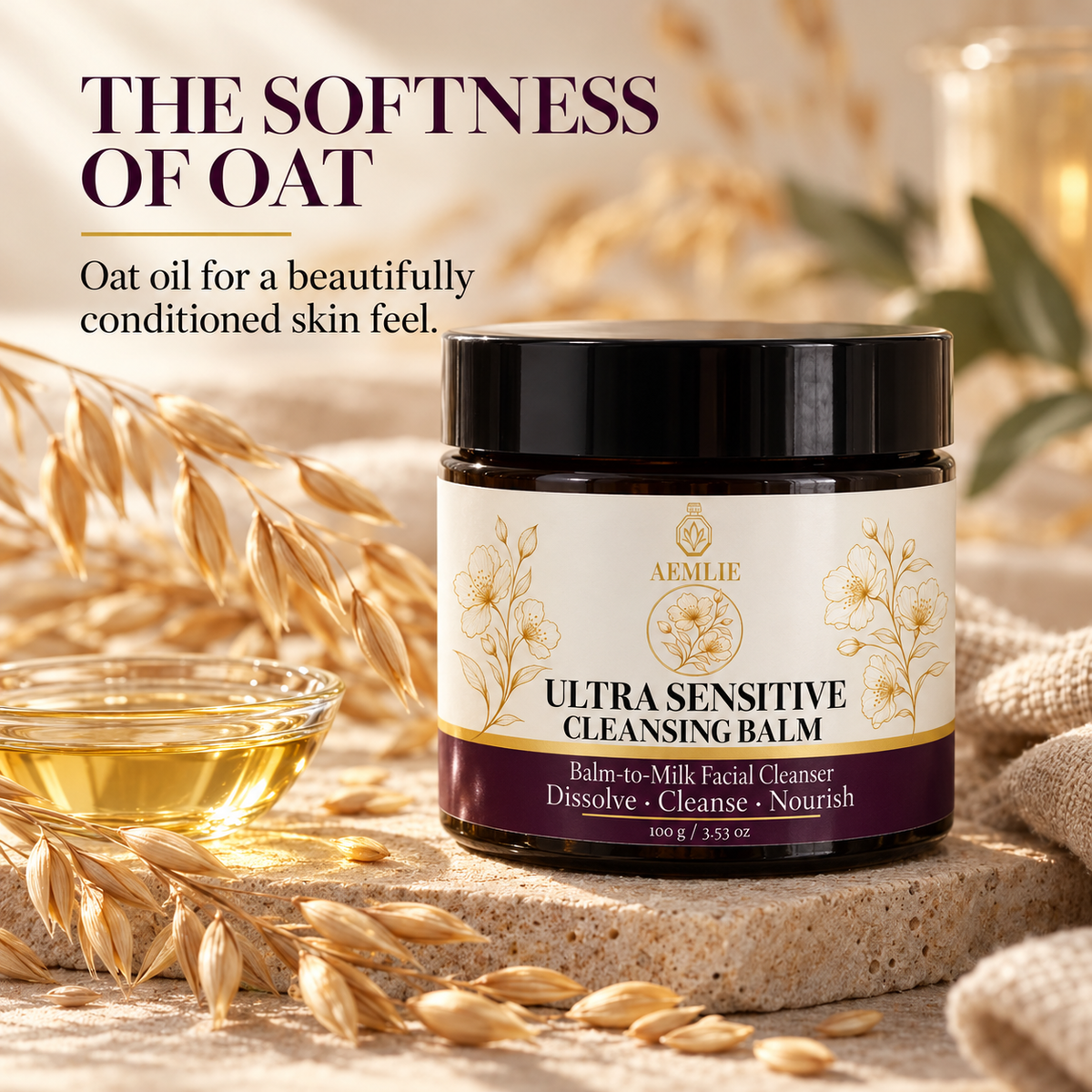 Oat oil and AEMLIE Ultra Sensitive Cleansing Balm ingredient spotlight