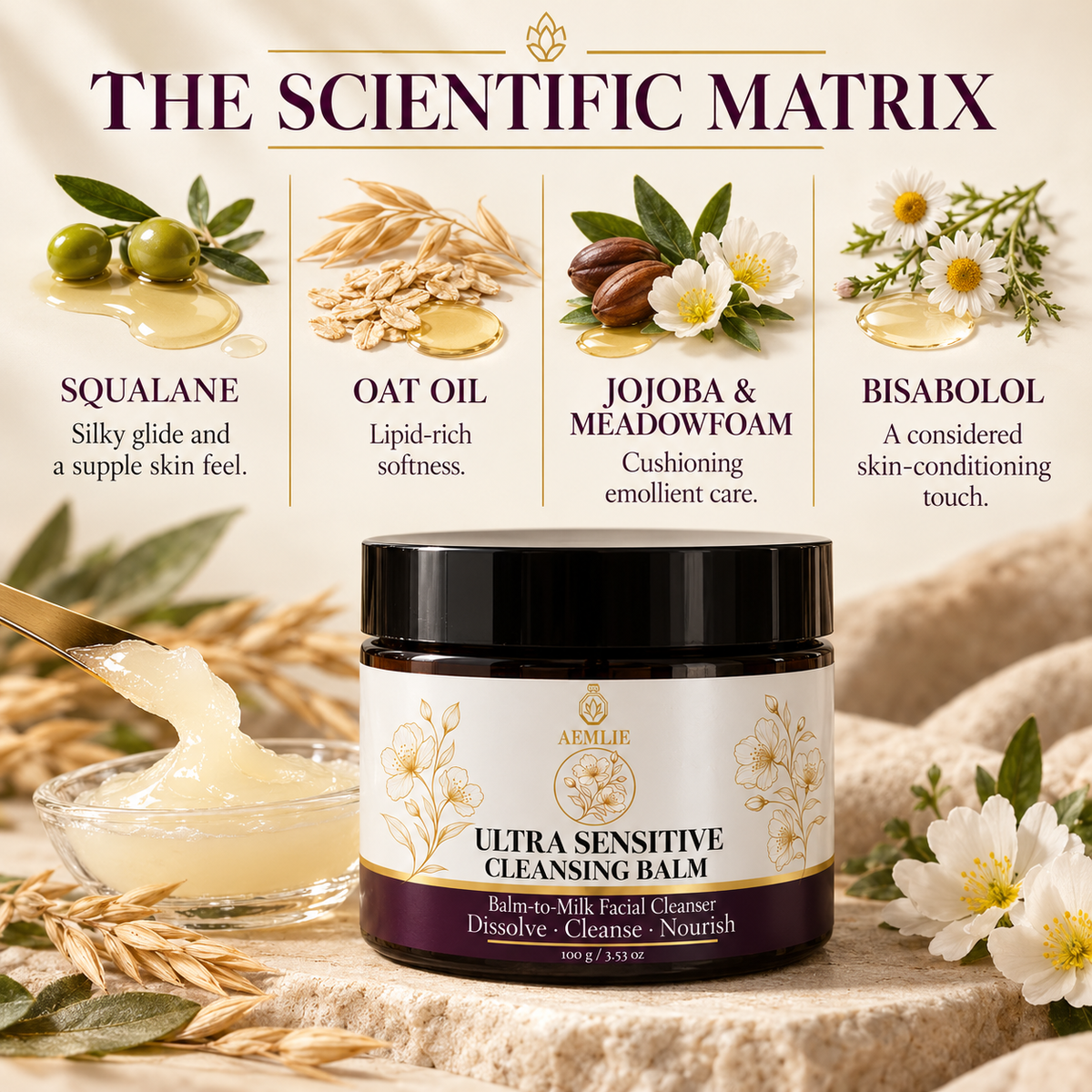 Ultra Sensitive Cleansing Balm ingredient and formulation visual