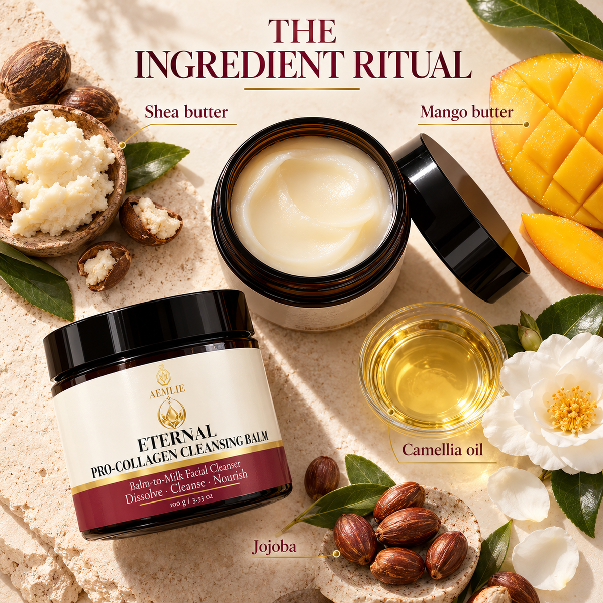 AEMLIE Eternal Pro-Collagen Cleansing Balm ingredient ritual